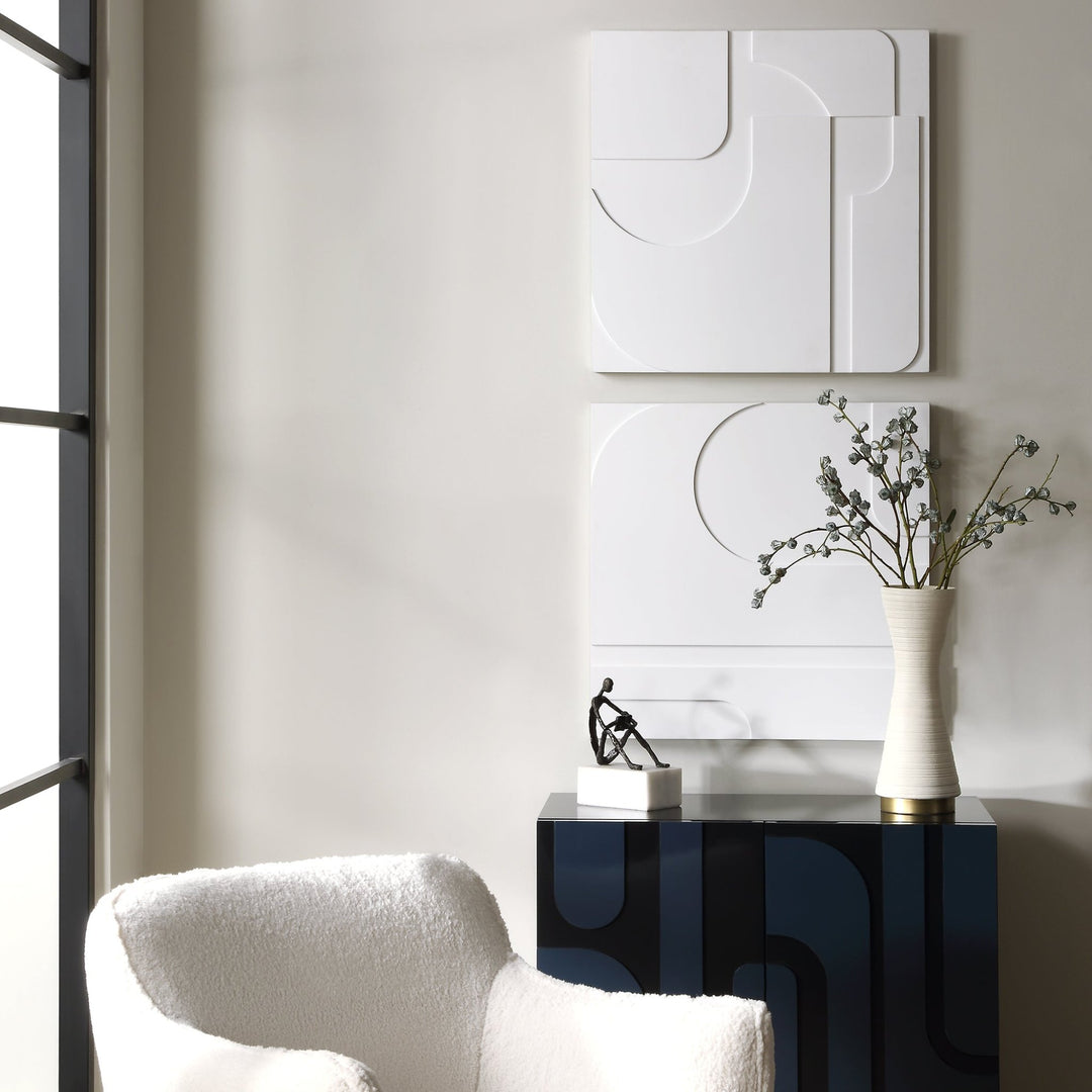 CONTOURS WHITE WALL TILES | SET OF 2