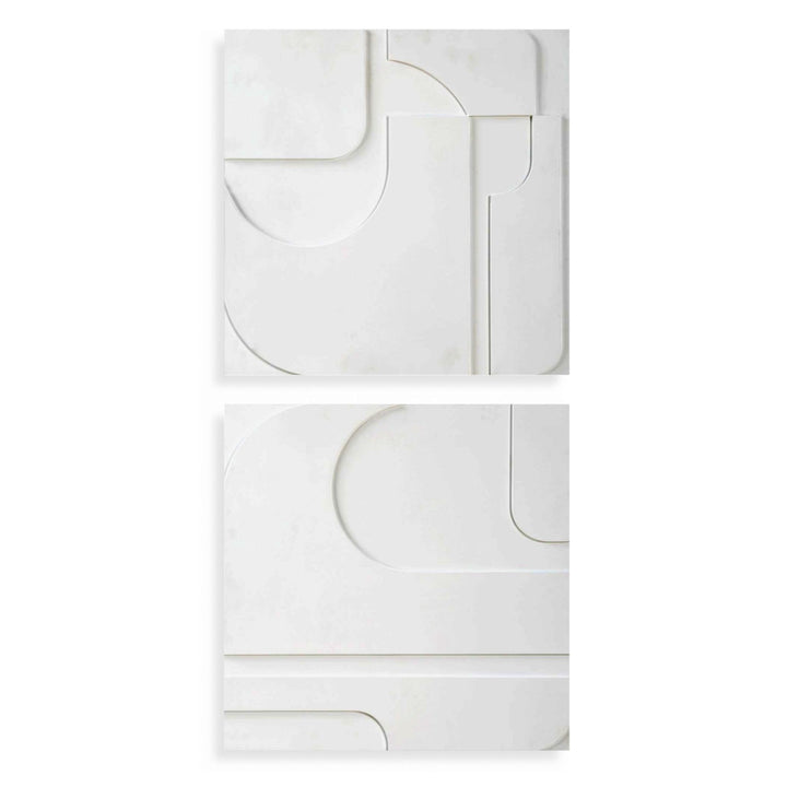 CONTOURS WHITE WALL TILES | SET OF 2