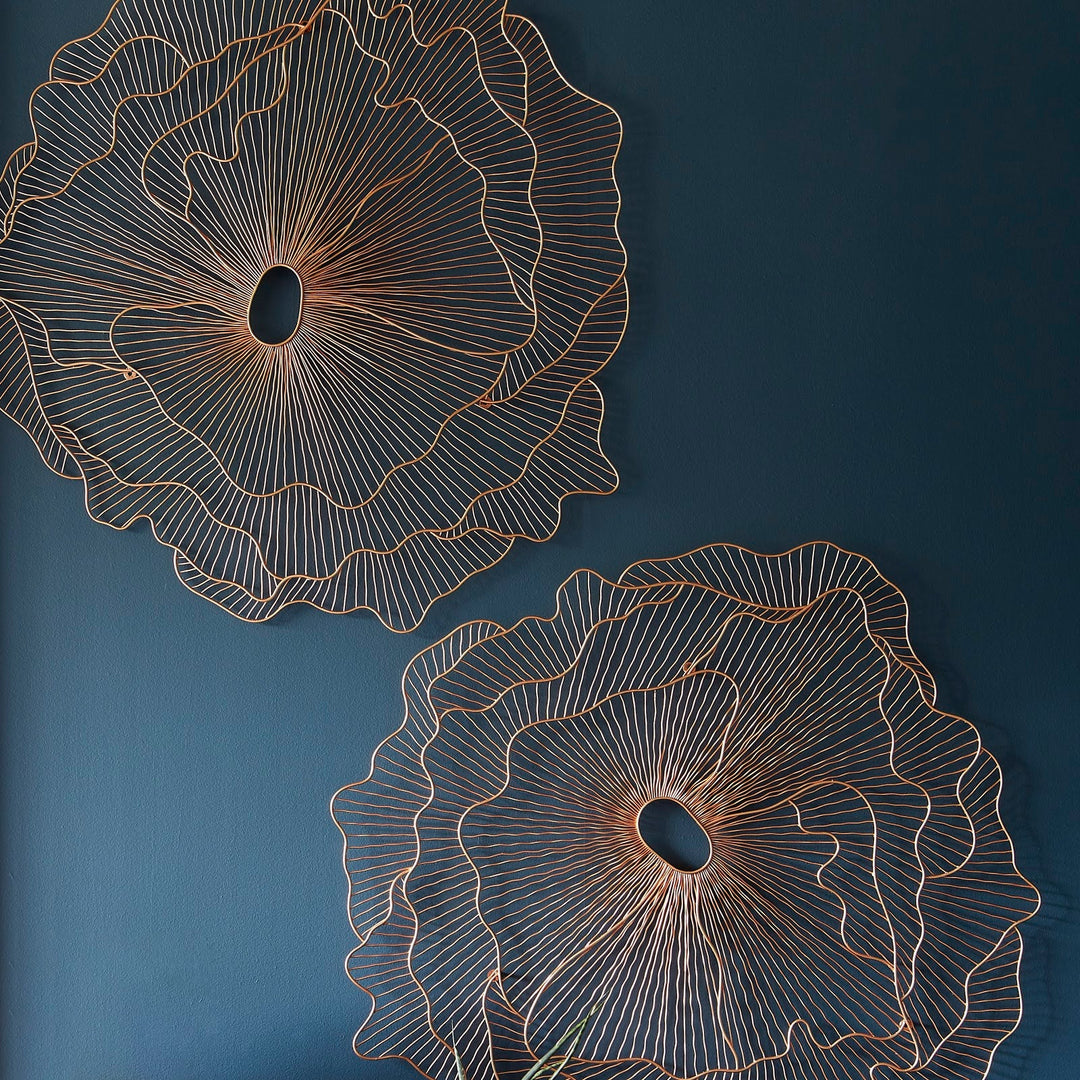 COPPER POPPY FLOWER WALL DECOR