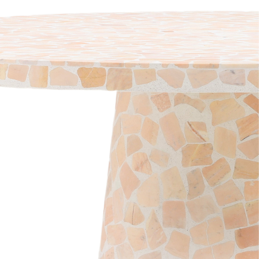 MARBLED TERRAZZO OUTDOOR PEDESTAL DINING TABLE: CORAL