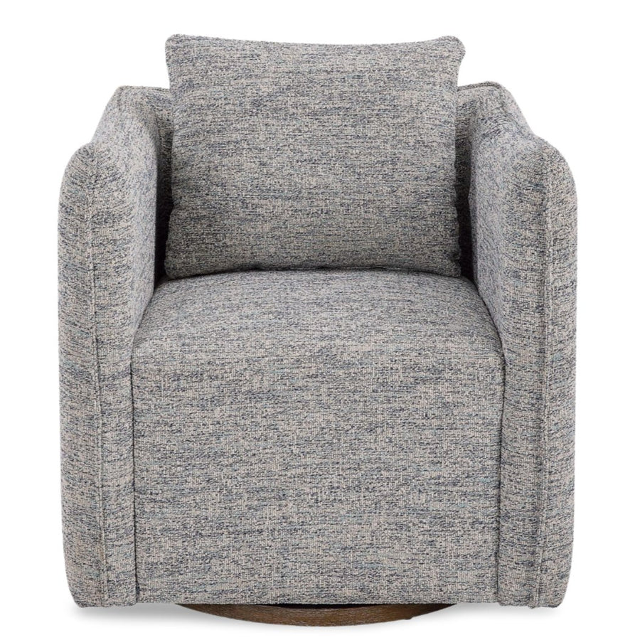 CORBEN SWIVEL CHAIR: BLUE + WHITE TWEED