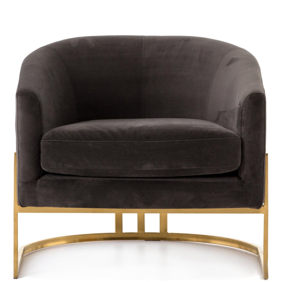 CORBIN VELVET + BRASS ACCENT CHAIR