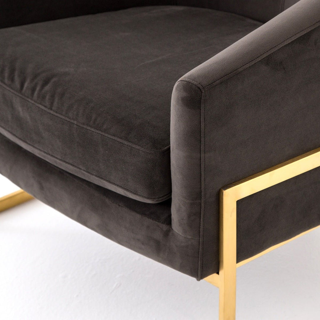 CORBIN VELVET + BRASS ACCENT CHAIR