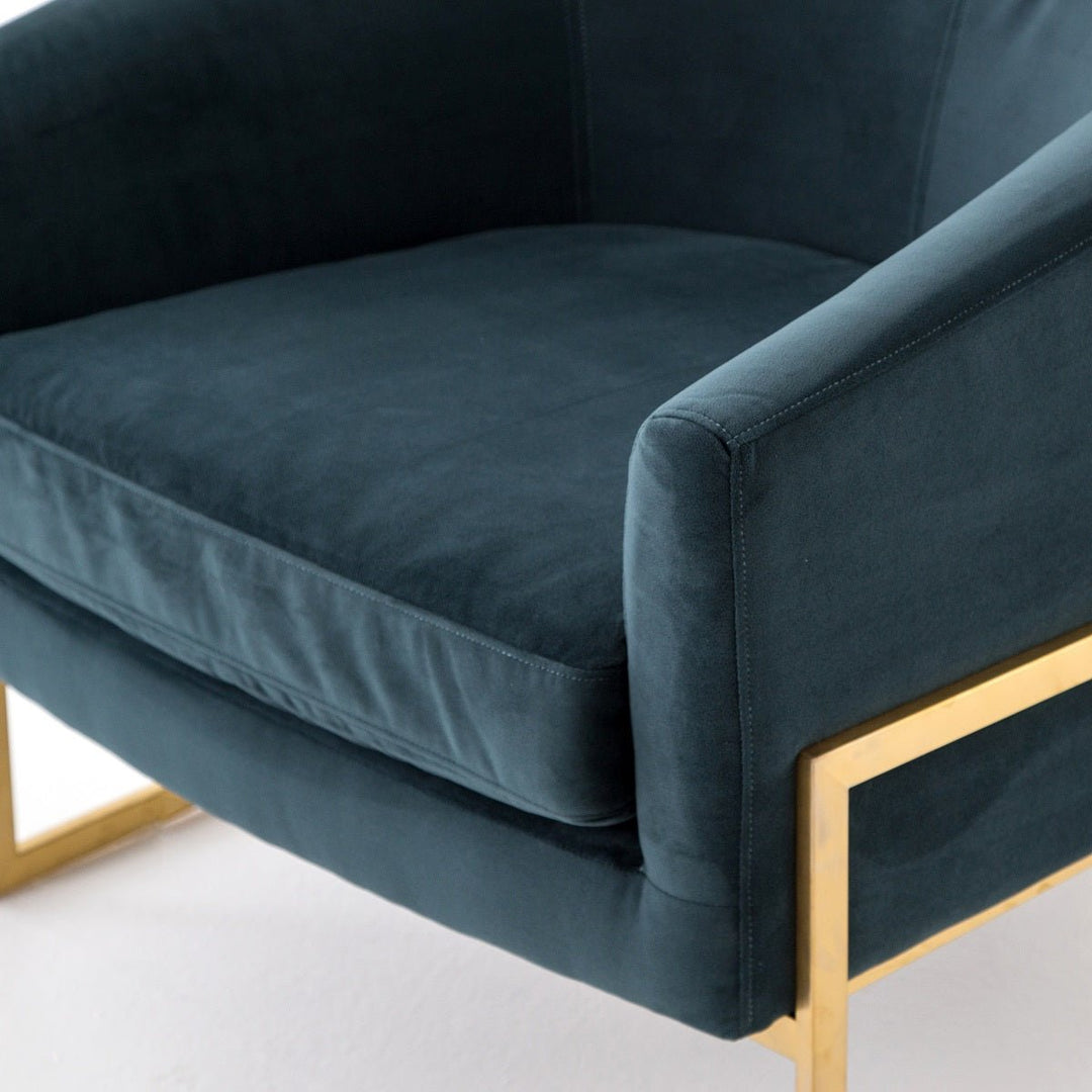 CORBIN VELVET + BRASS ACCENT CHAIR