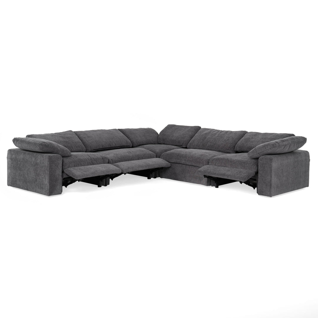 Modern sofa with deep seating, plush cushions, and a sleek, minimalist design.