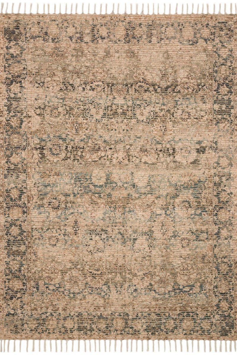 CORNELIA PRINTED JUTE + CHENILLE RUG: NATURAL, GREEN