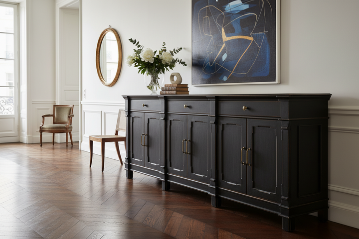 CRESSIDA 100" ANTIQUE BLACK SIDEBOARD