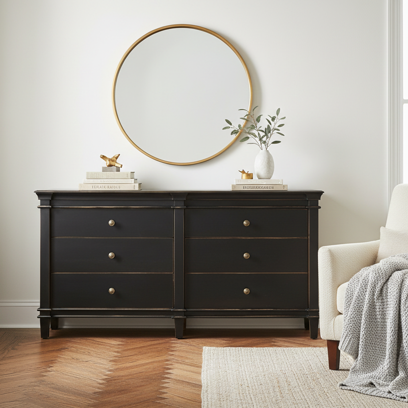CRESSIDA DISTRESSED BLACK DRESSER