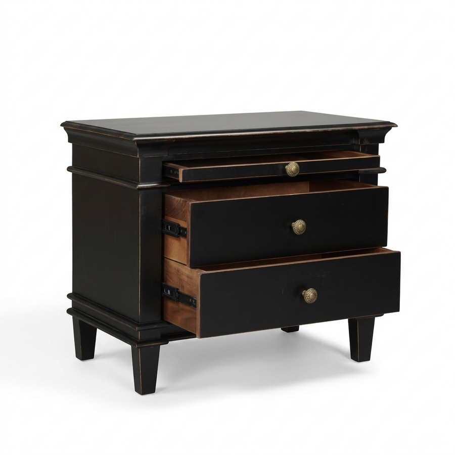 CRESSIDA DISTRESSED BLACK NIGHTSTAND