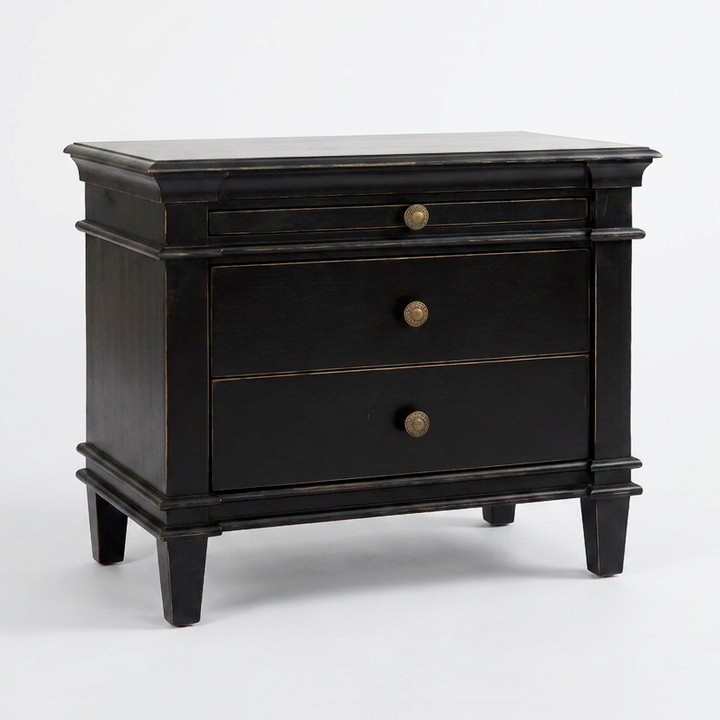 CRESSIDA DISTRESSED BLACK NIGHTSTAND