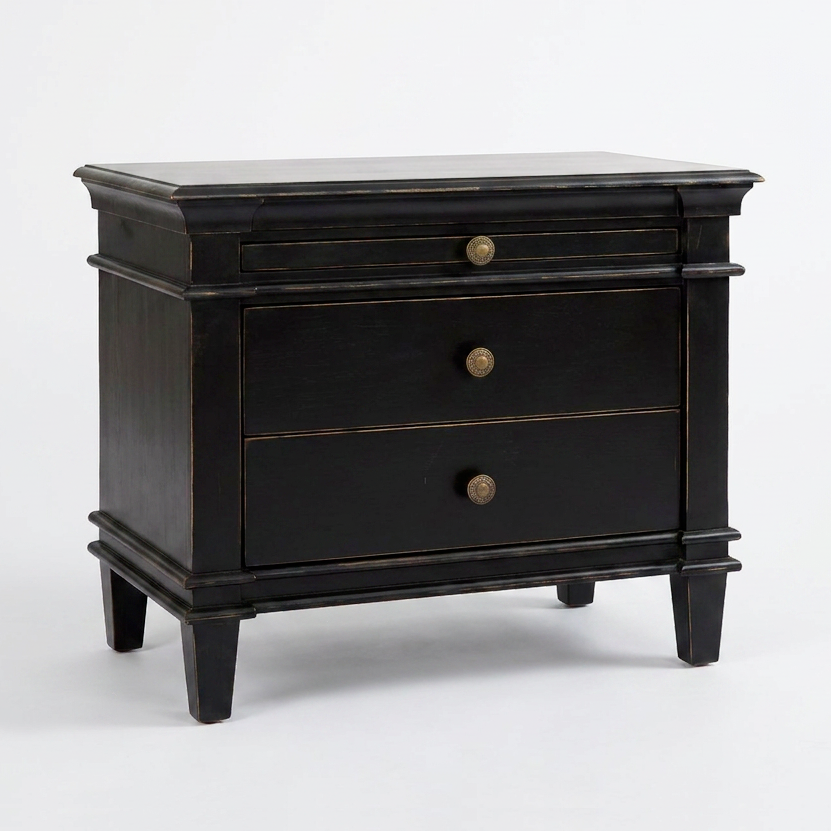 CRESSIDA DISTRESSED BLACK NIGHTSTAND