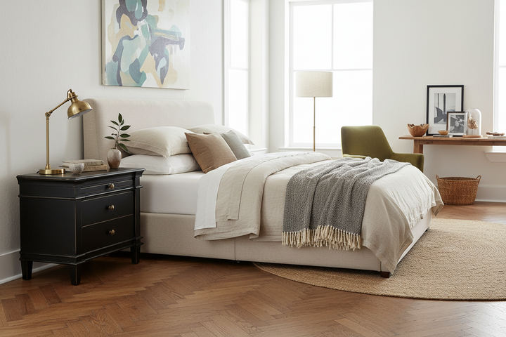 CRESSIDA DISTRESSED BLACK NIGHTSTAND