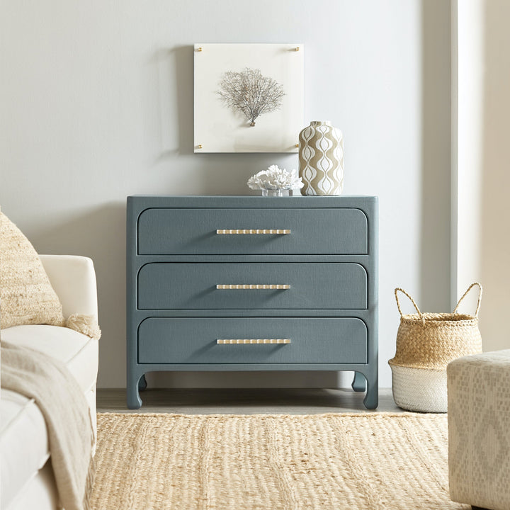 CRUISER LACQUERED GRASSCLOTH CHEST: REEF BLUE