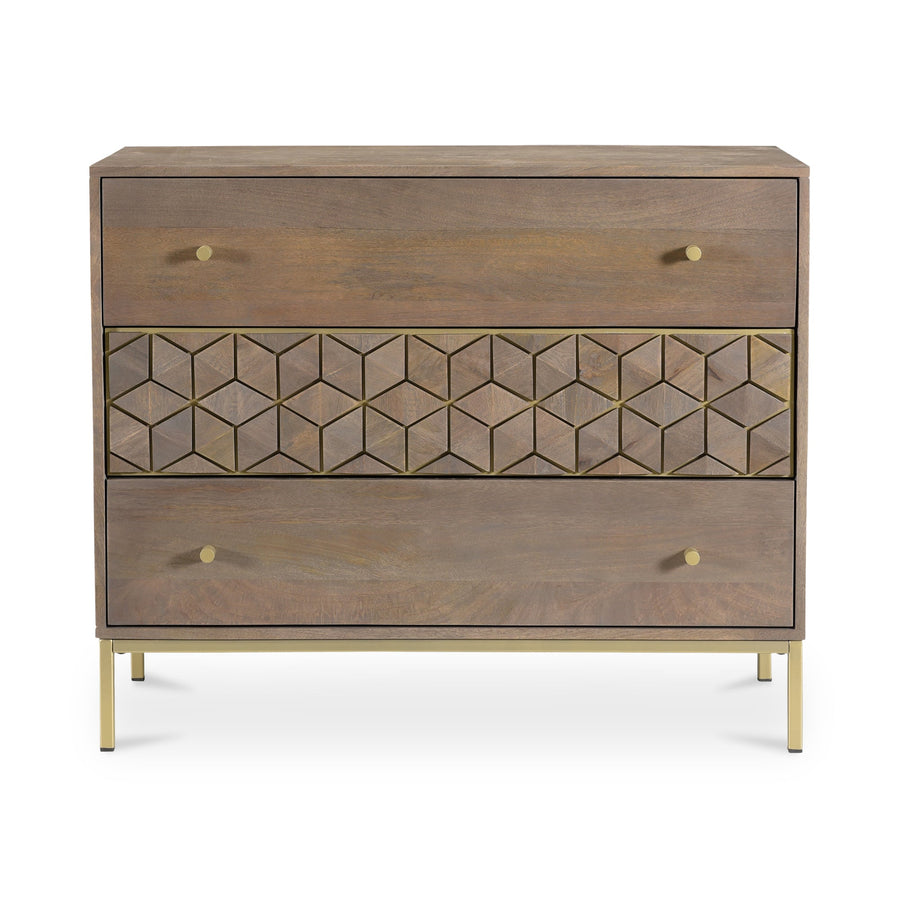 CUBIC MANGO WOOD + BRASS CHEST