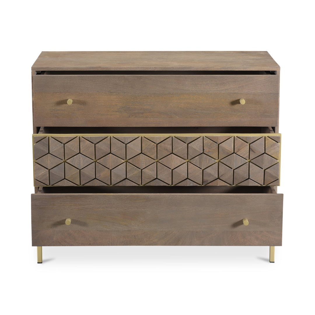 CUBIC MANGO WOOD + BRASS CHEST