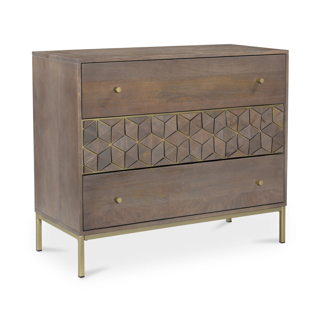 CUBIC MANGO WOOD + BRASS CHEST