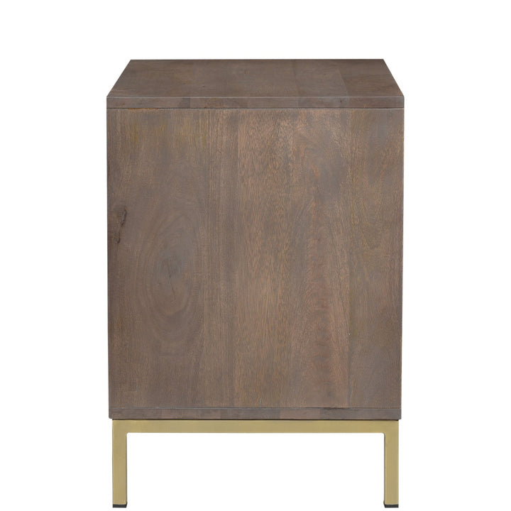 CUBIC MANGO WOOD + BRASS NIGHTSTAND