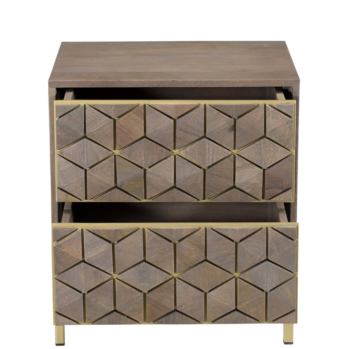 CUBIC MANGO WOOD + BRASS NIGHTSTAND