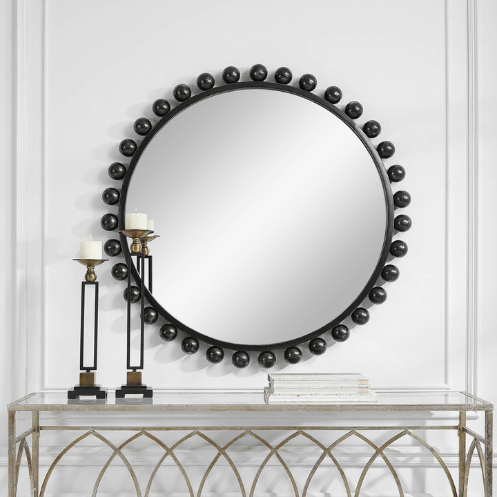 CYRA 44" ROUND MIRROR: BLACK