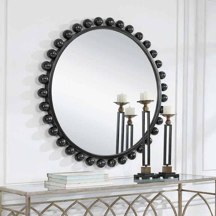 CYRA 44" ROUND MIRROR: BLACK