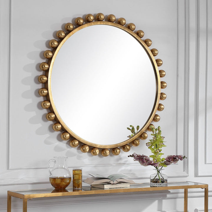 CYRA 44" ROUND MIRROR: GOLD LEAF