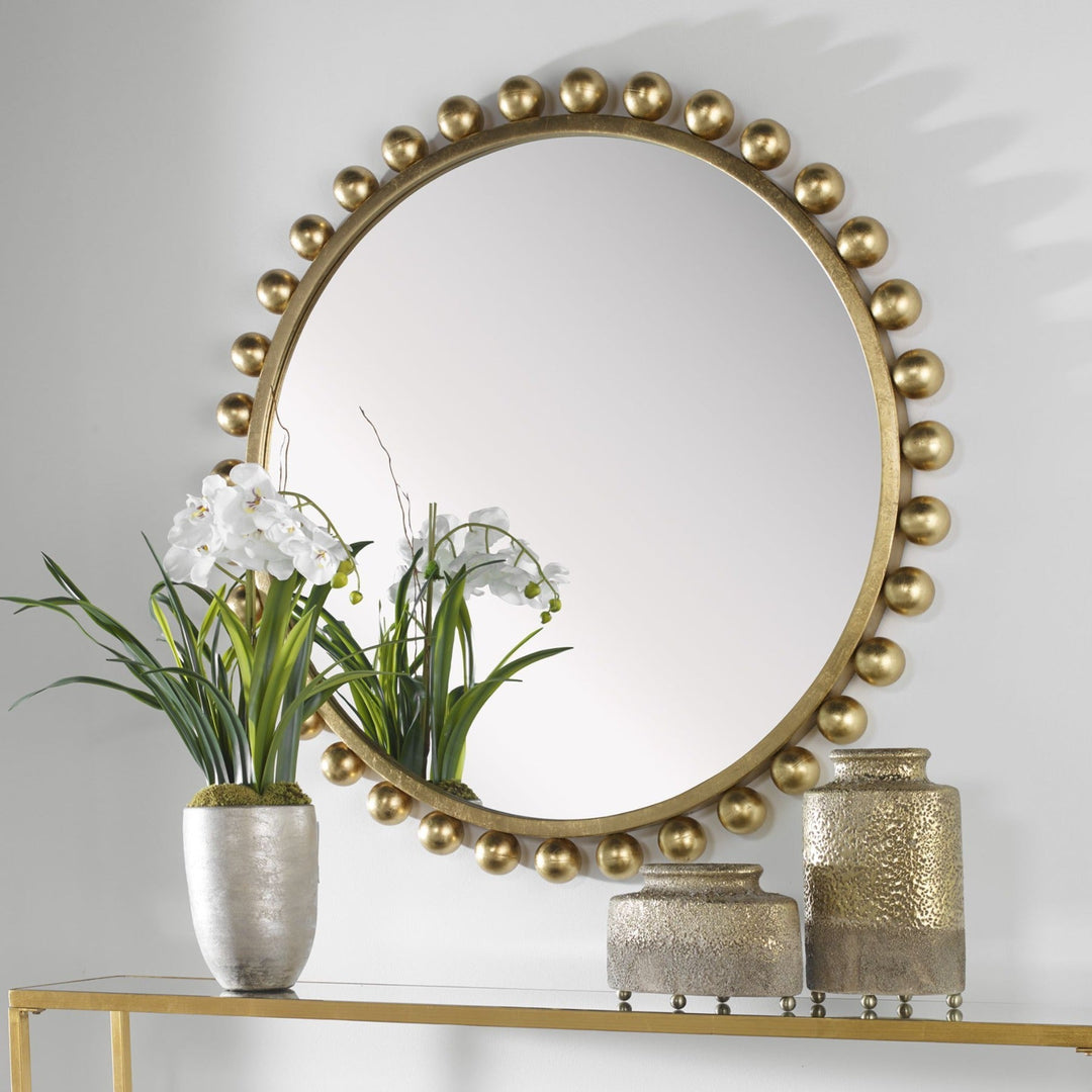 CYRA 44" ROUND MIRROR: GOLD LEAF