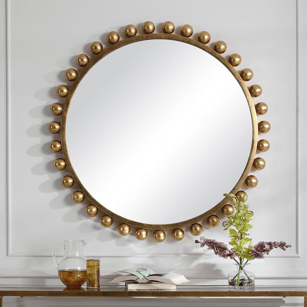 CYRA 44" ROUND MIRROR: GOLD LEAF