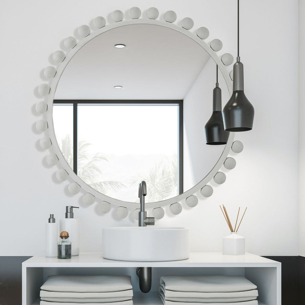 CYRA 44" ROUND MIRROR: WHITE