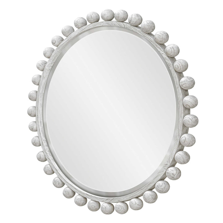 CYRA 44"WOOD BEADED ROUND MIRROR