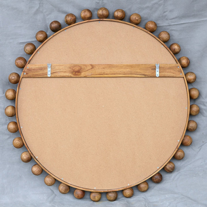 CYRA 44"WOOD BEADED ROUND MIRROR