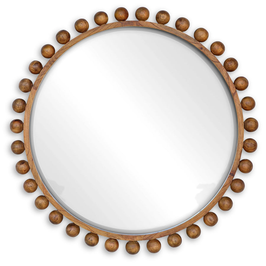 CYRA 44"WOOD BEADED ROUND MIRROR