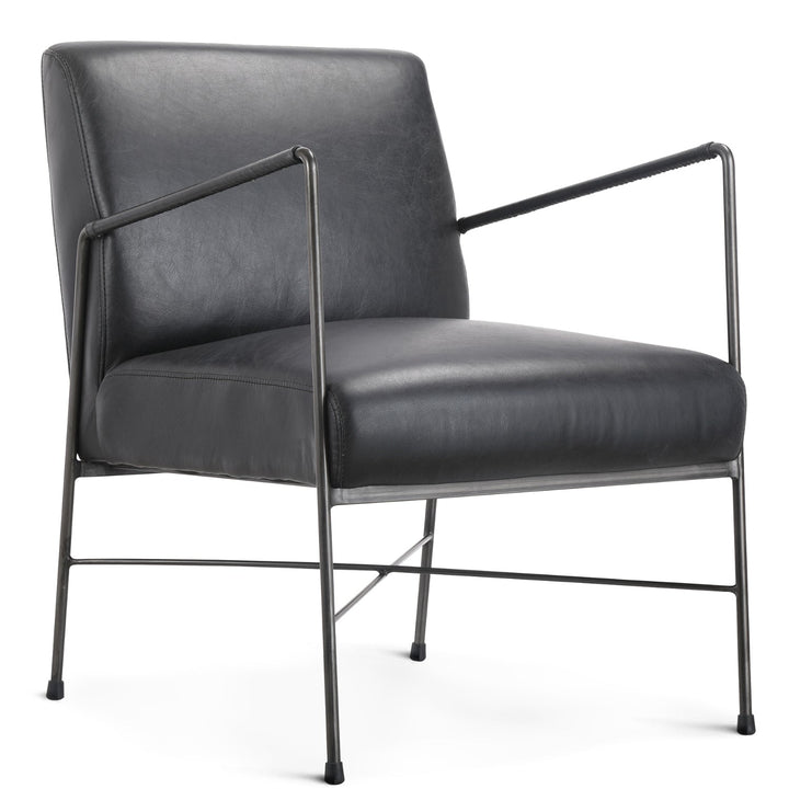 DAGWOOD BLACK LEATHER ARM CHAIR