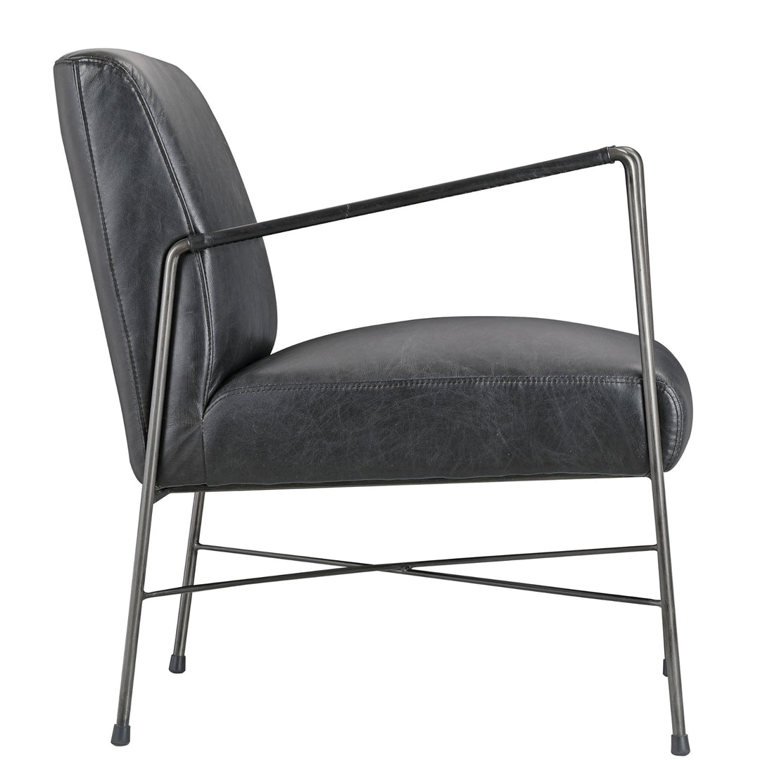 DAGWOOD BLACK LEATHER ARM CHAIR