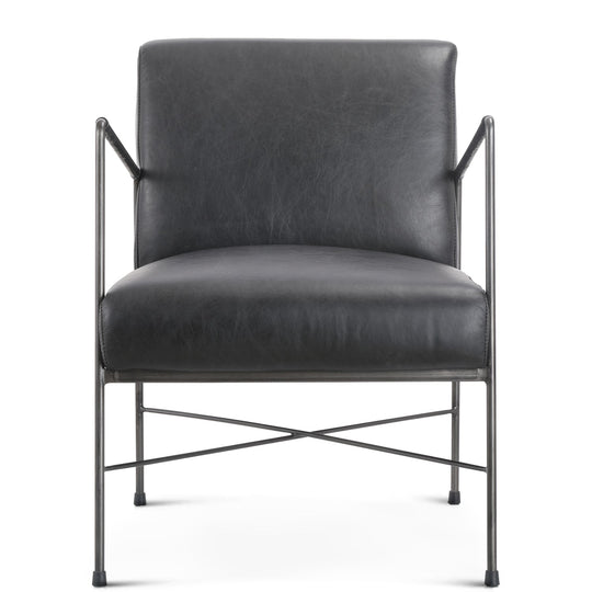 DAGWOOD BLACK LEATHER ARM CHAIR