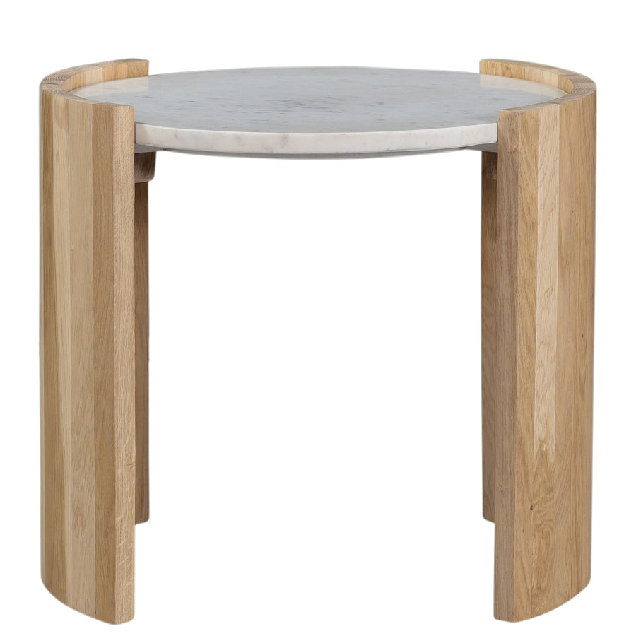 DALA LIGHT OAK + MARBLE SIDE TABLE