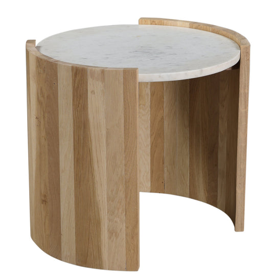 DALA LIGHT OAK + MARBLE SIDE TABLE