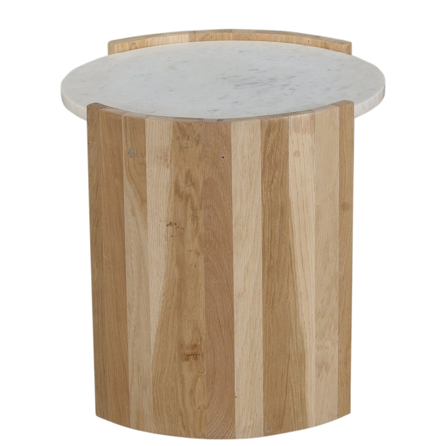 DALA LIGHT OAK + MARBLE SIDE TABLE