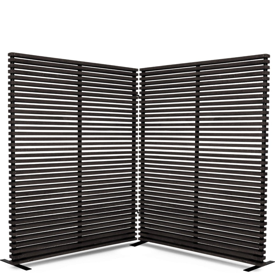 DAMANI 2 PANEL SLATTED WOOD SCREEN: BLACK