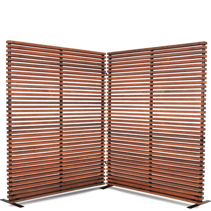 DAMANI 2 PANEL SLATTED WOOD SCREEN: BROWN