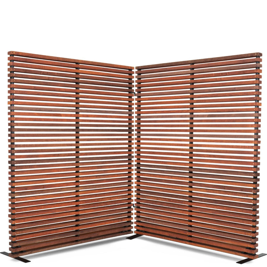 DAMANI 2 PANEL SLATTED WOOD SCREEN: BROWN