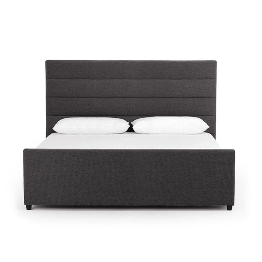 DAPHNE UPHOLSTERED BED: DARK ASH