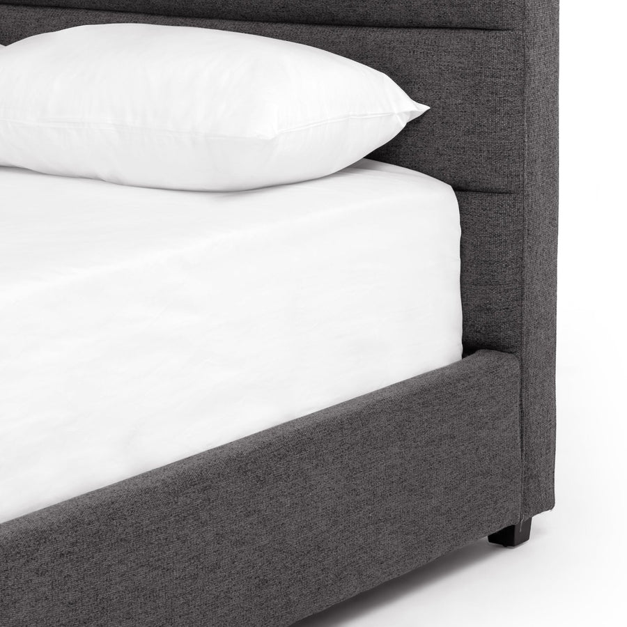 DAPHNE UPHOLSTERED BED: DARK ASH