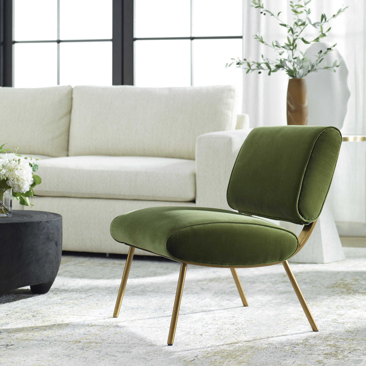 DARBY ACCENT CHAIR: OLIVE GREEN VELVET