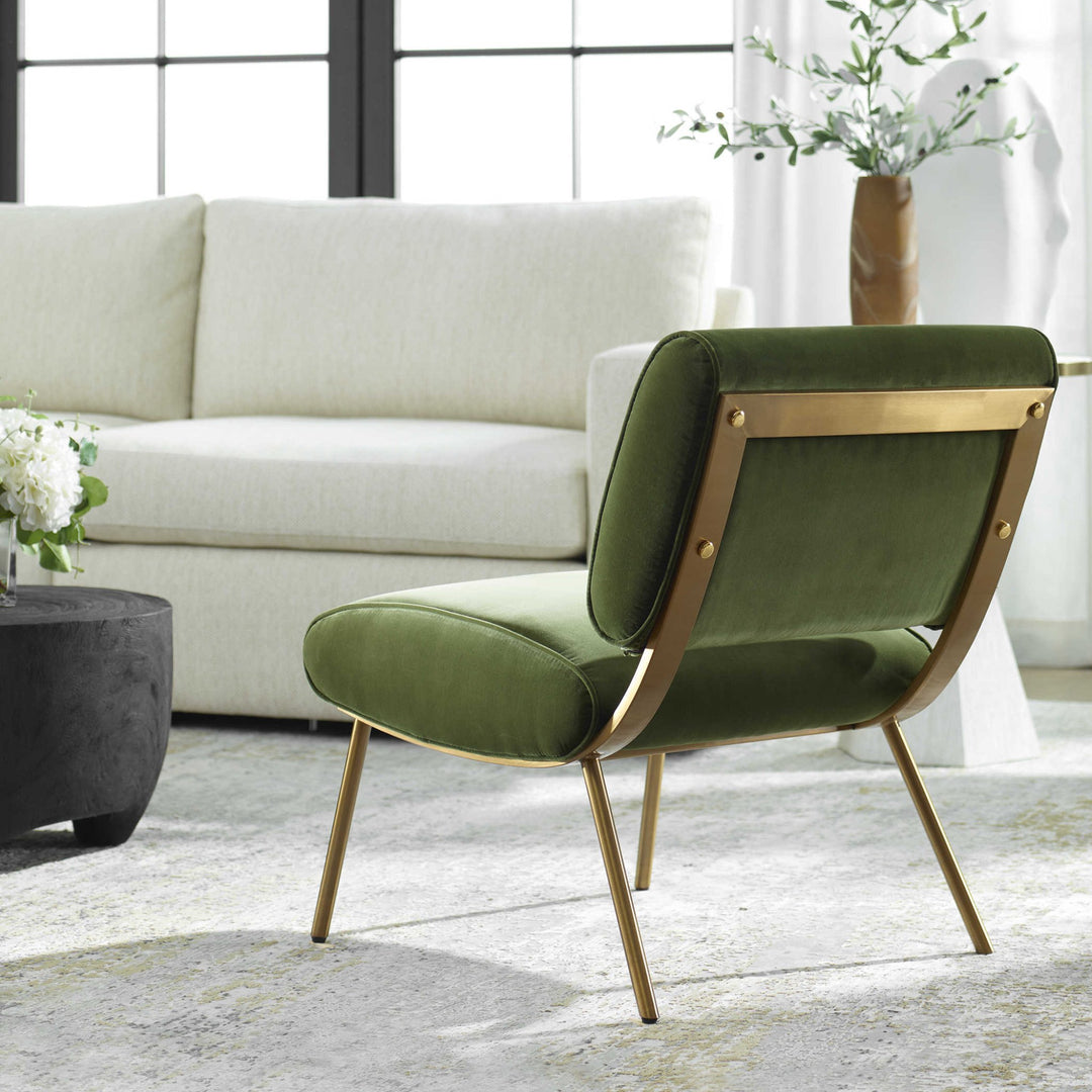 DARBY ACCENT CHAIR: OLIVE GREEN VELVET