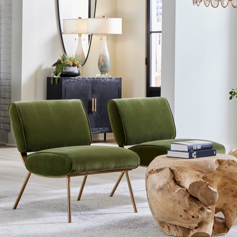 DARBY ACCENT CHAIR: OLIVE GREEN VELVET