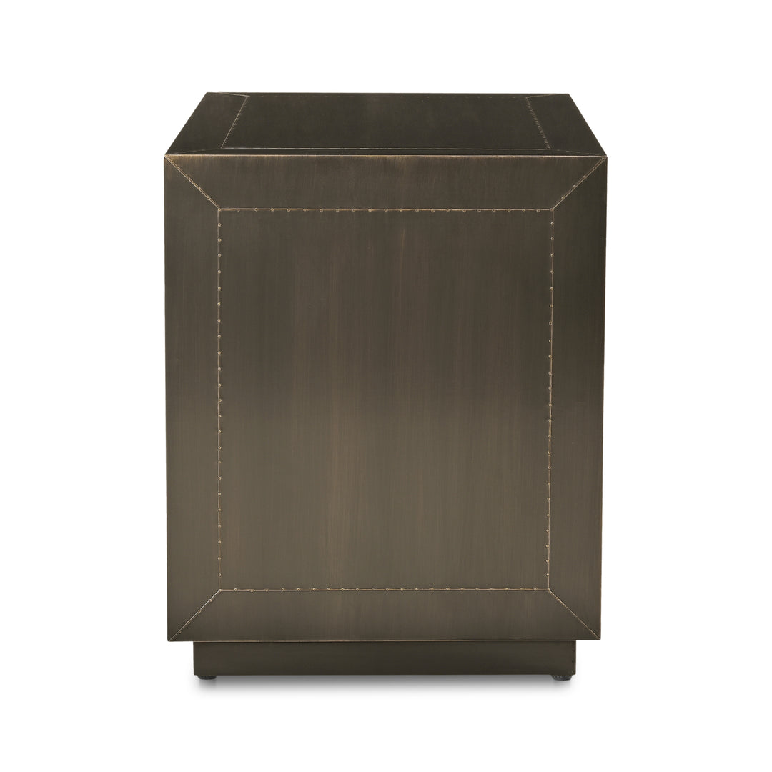 DARK BRONZE METAL CLAD NIGHTSTAND