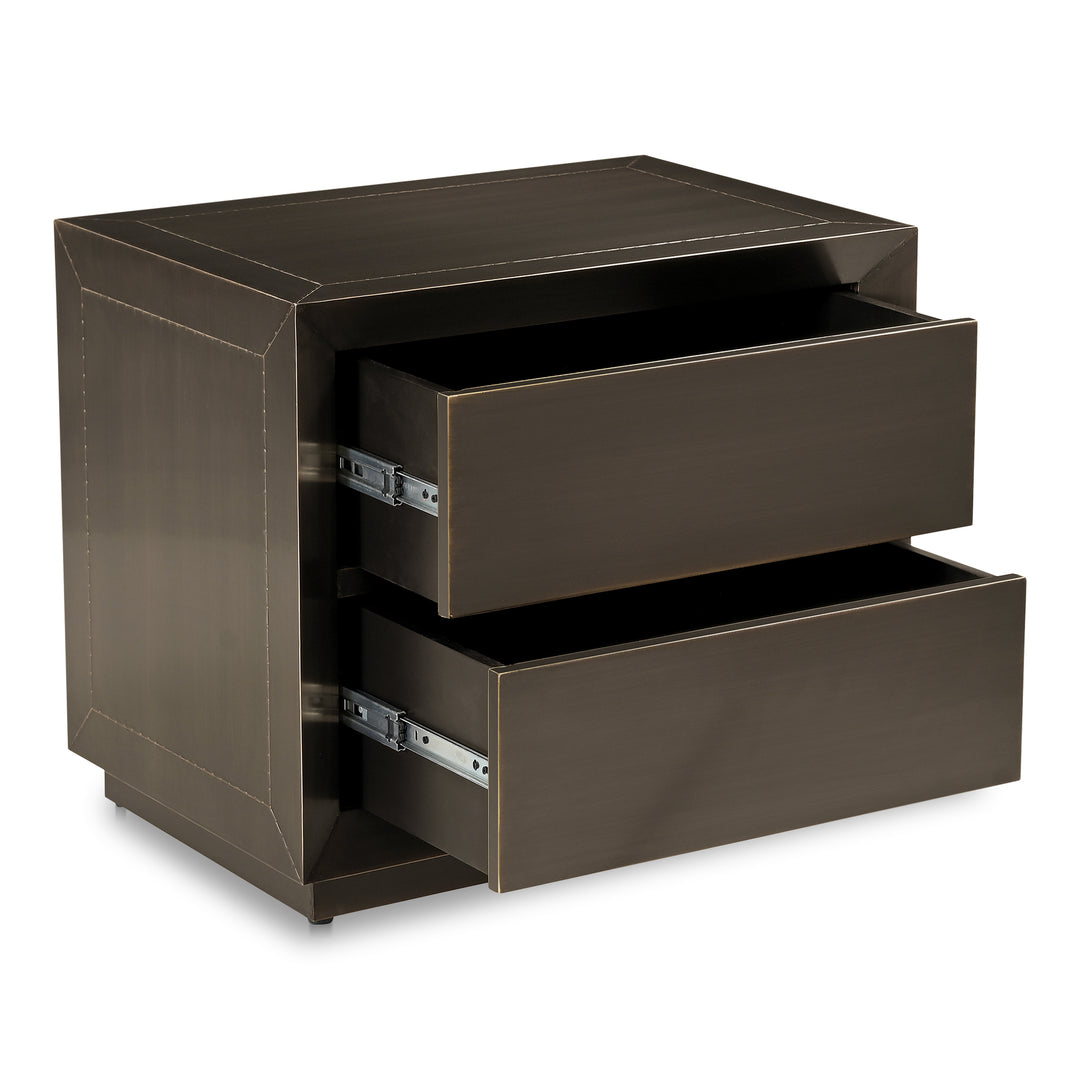 DARK BRONZE METAL CLAD NIGHTSTAND