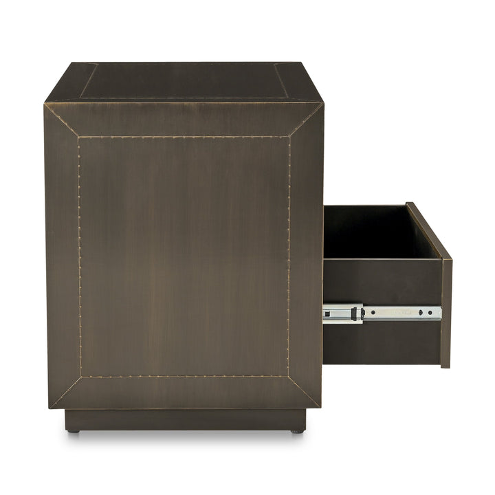 DARK BRONZE METAL CLAD NIGHTSTAND