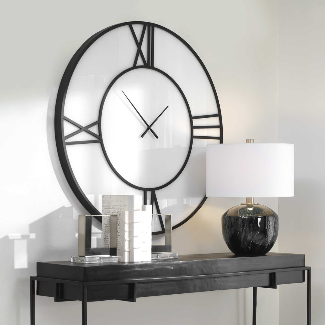 DECO WHITE GLASS WALL CLOCK