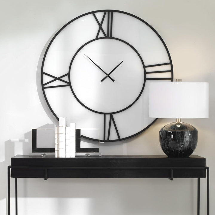 DECO WHITE GLASS WALL CLOCK